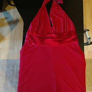 Red halter party dress